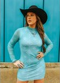 Jade Aztec Mesh Long Sleeve Lined Dress