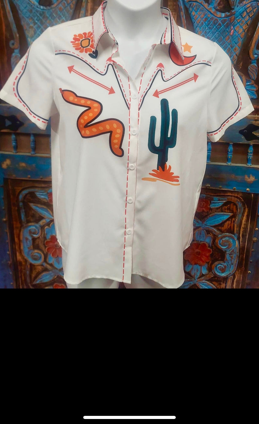Cactus Western Themed Blouse