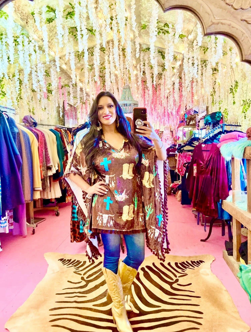 Western velvet top