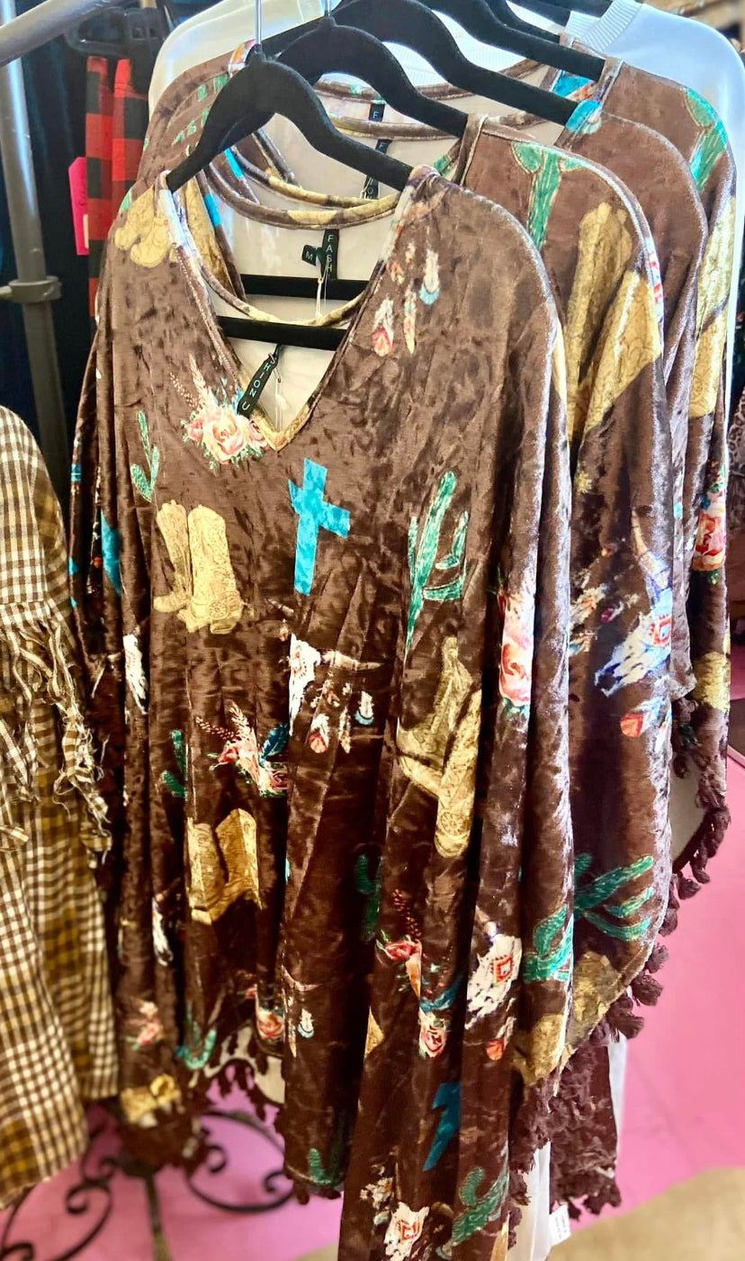 Western velvet top