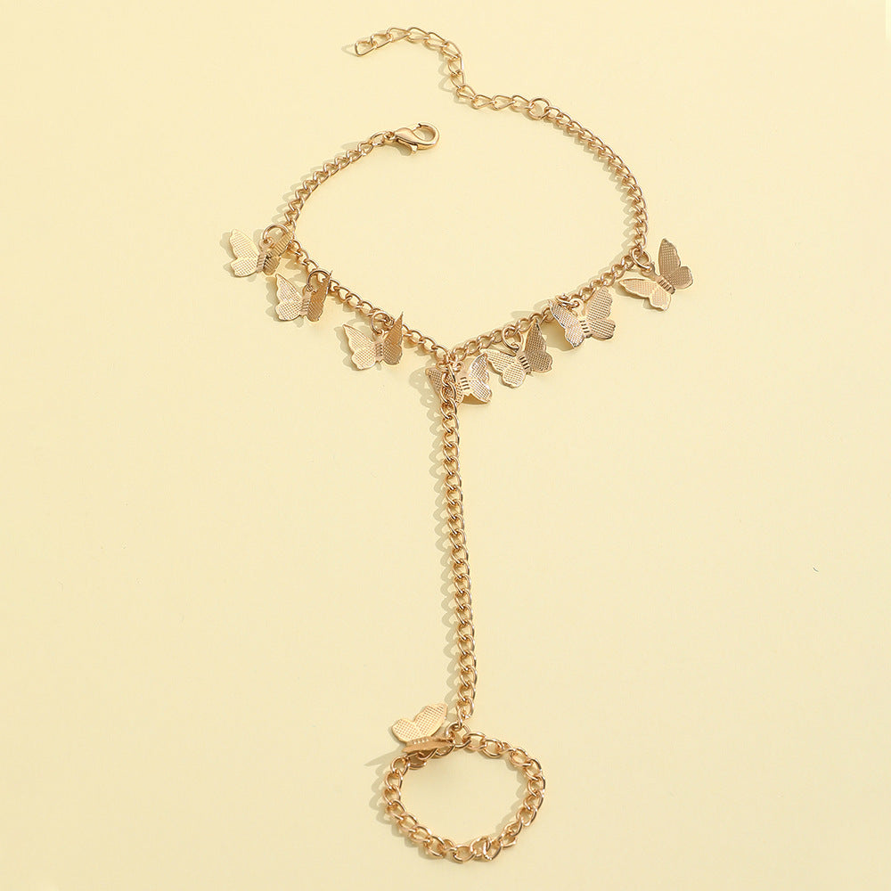 Link Chain Butterfly Finger Hand Bracelets for Women