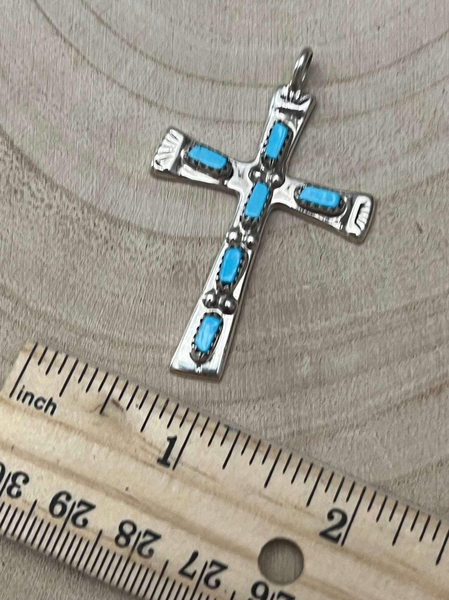 C. Iule Zuni Handmade Turquoise Cross Pendant