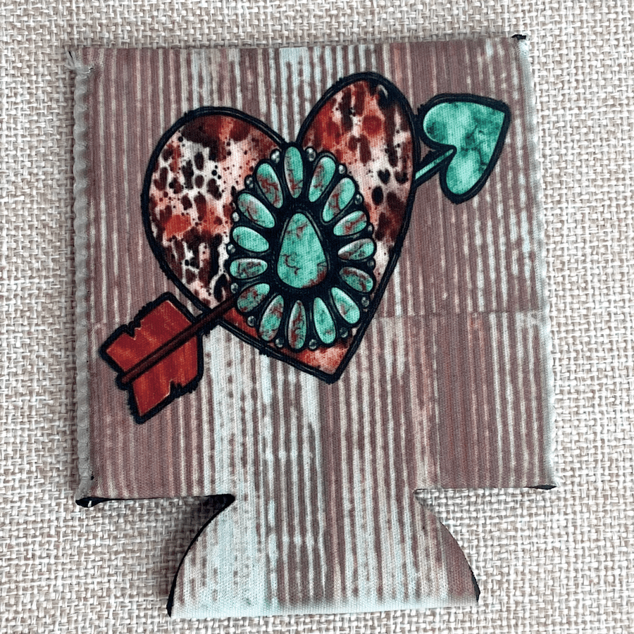 No Fringe Regular Turquoise Stone Heart Koozie