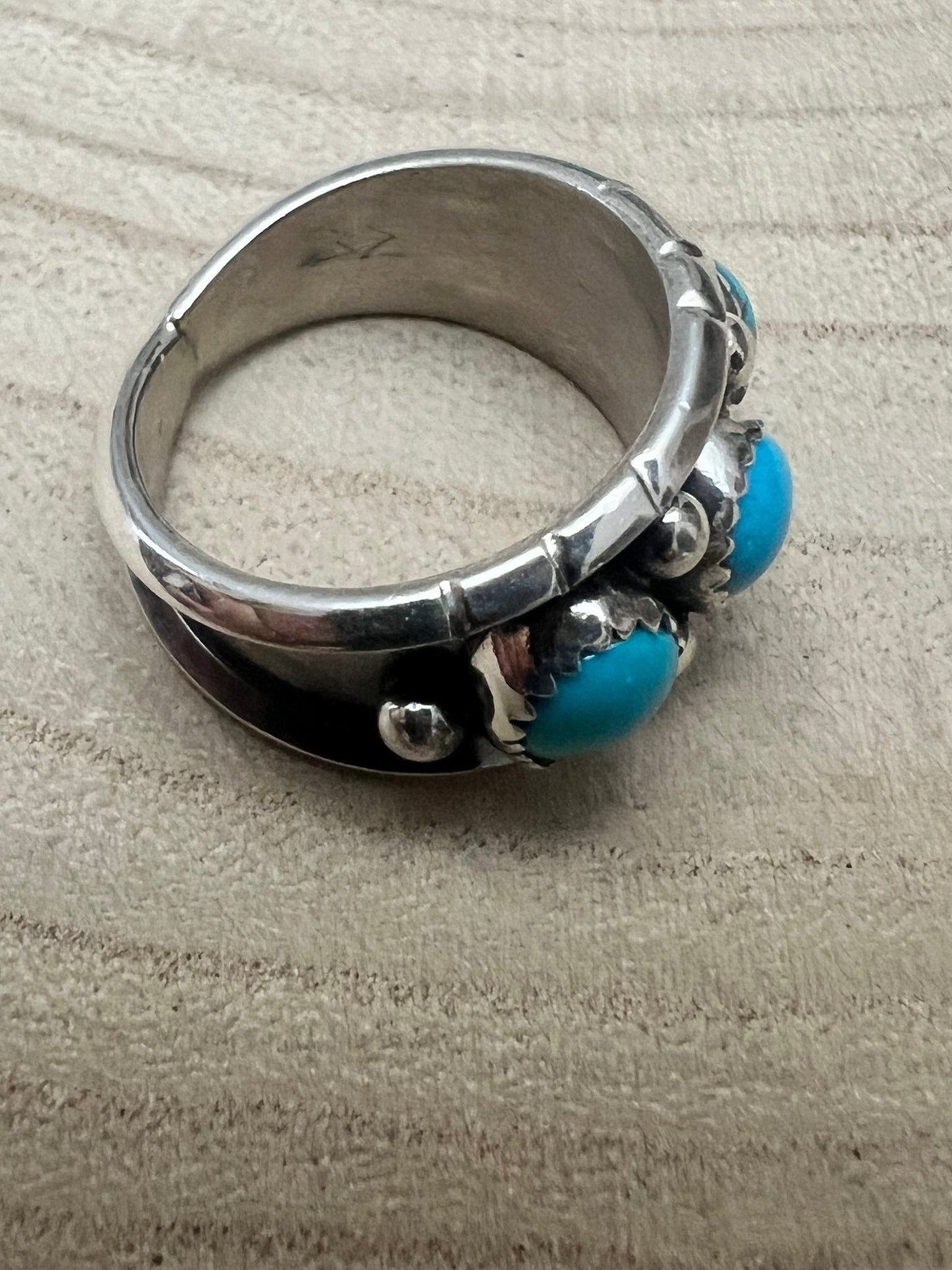 Reed Charley Navajo Handmade Kingman Turquoise Ring