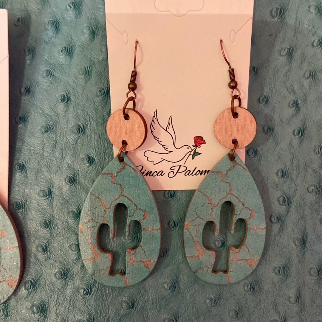 Turquoise cactus earrings