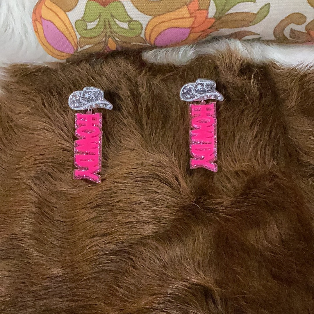 Pink howdy earrings