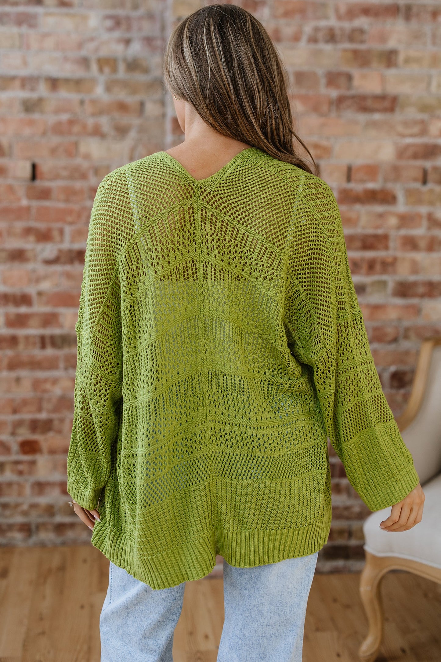 Crochet Knit Oversize Open Front Cardigan