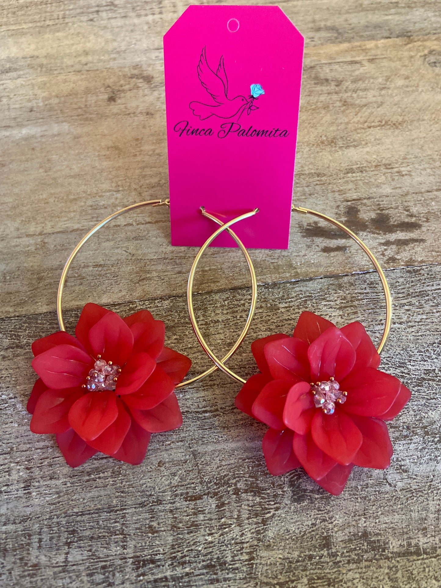 Poinsettia hoop earrings