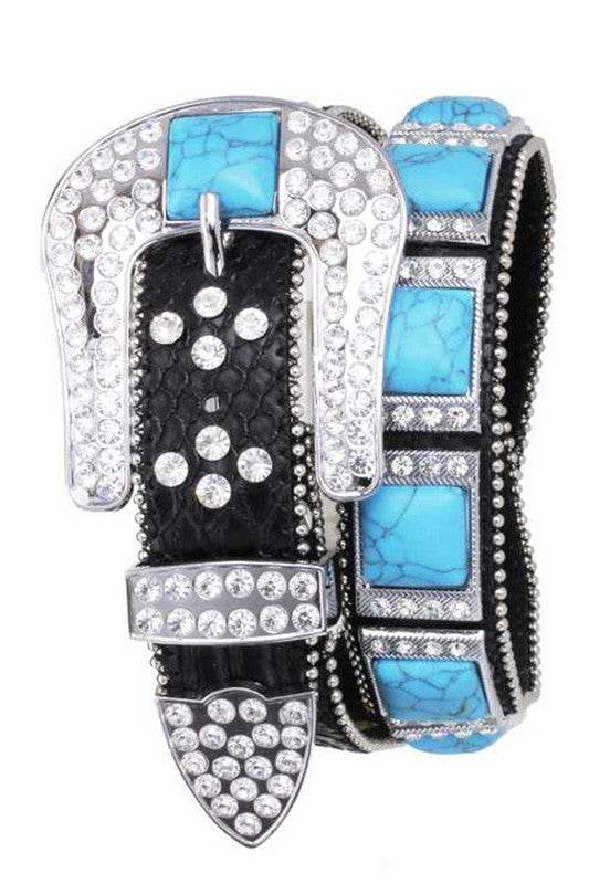 Turquoise Stone Western Leather Belt