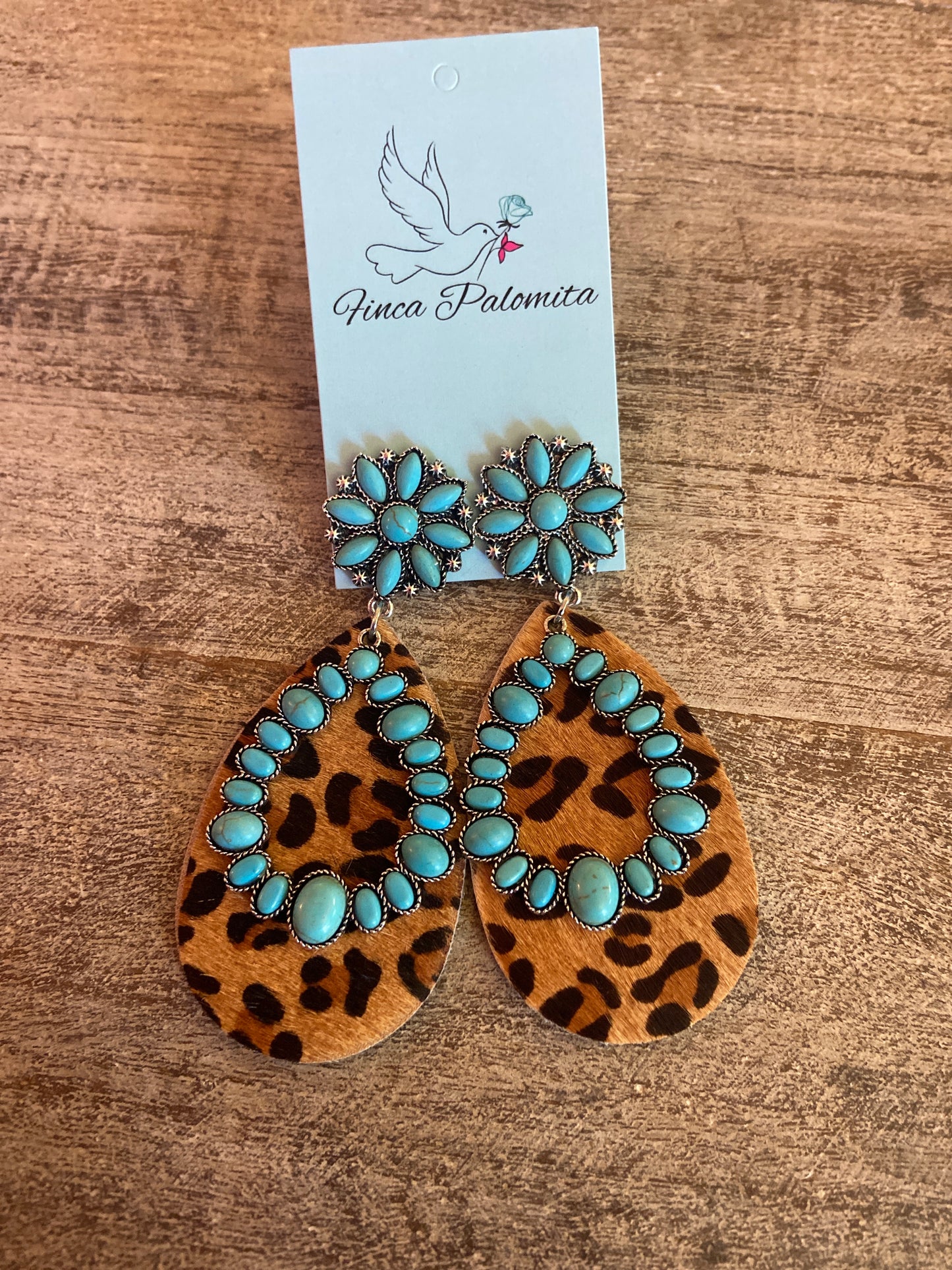 Turquoise cheetah earrings