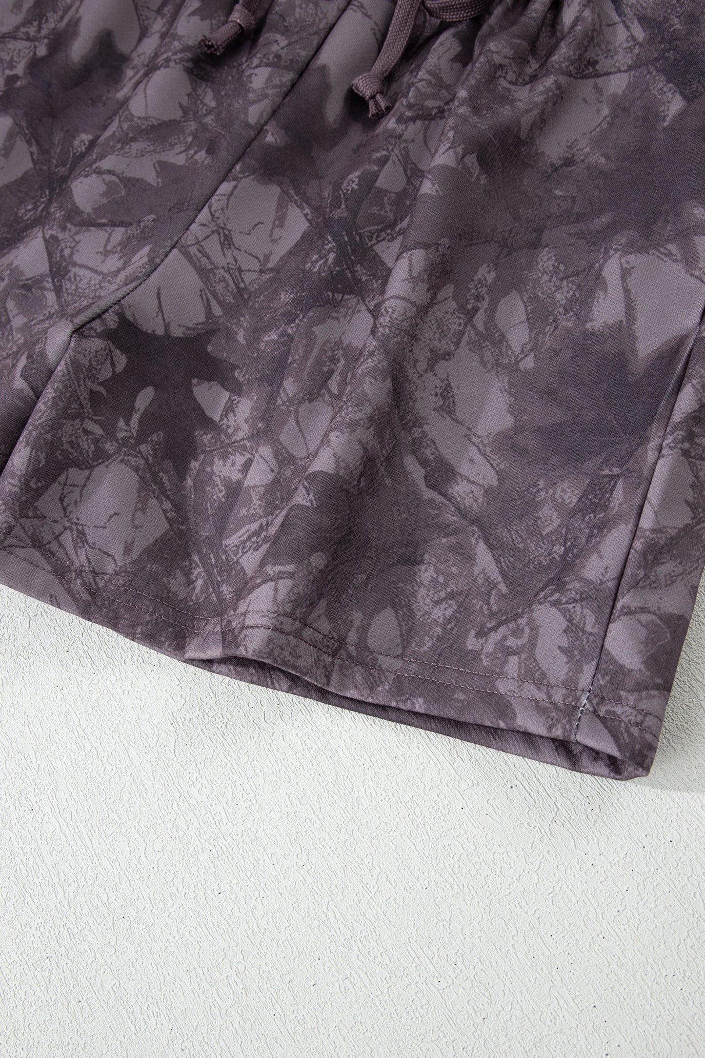 Abstract Camo Pullover & Drawstring Shorts Set