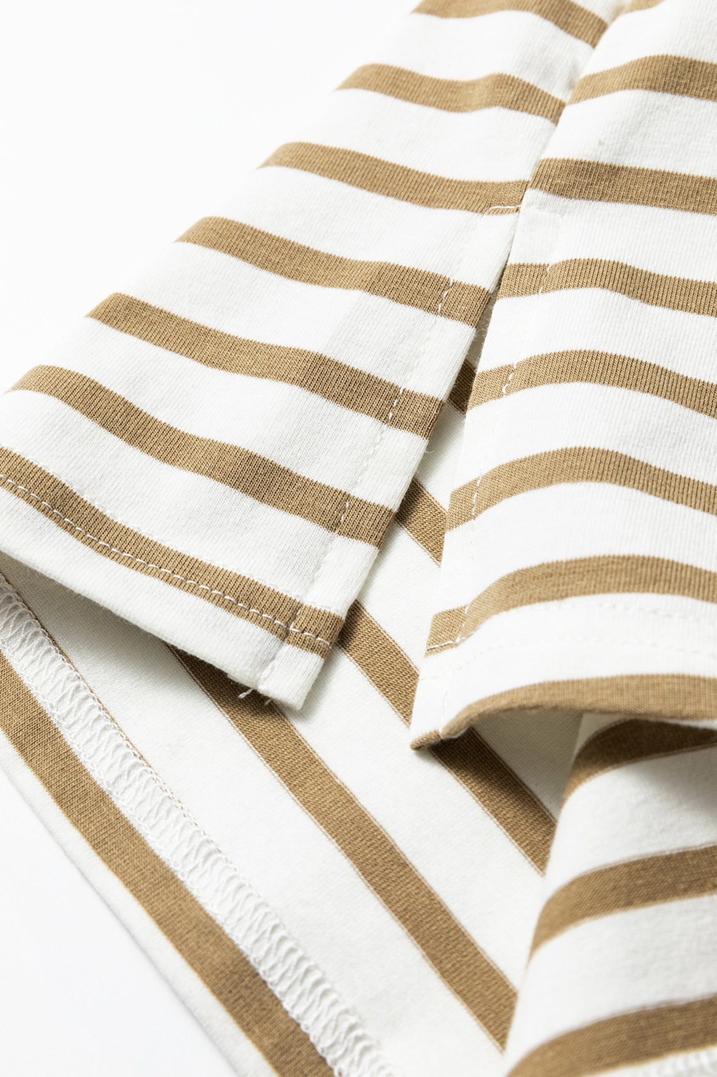 Stripe Leopard Patchwork Round Neck T-Shirt