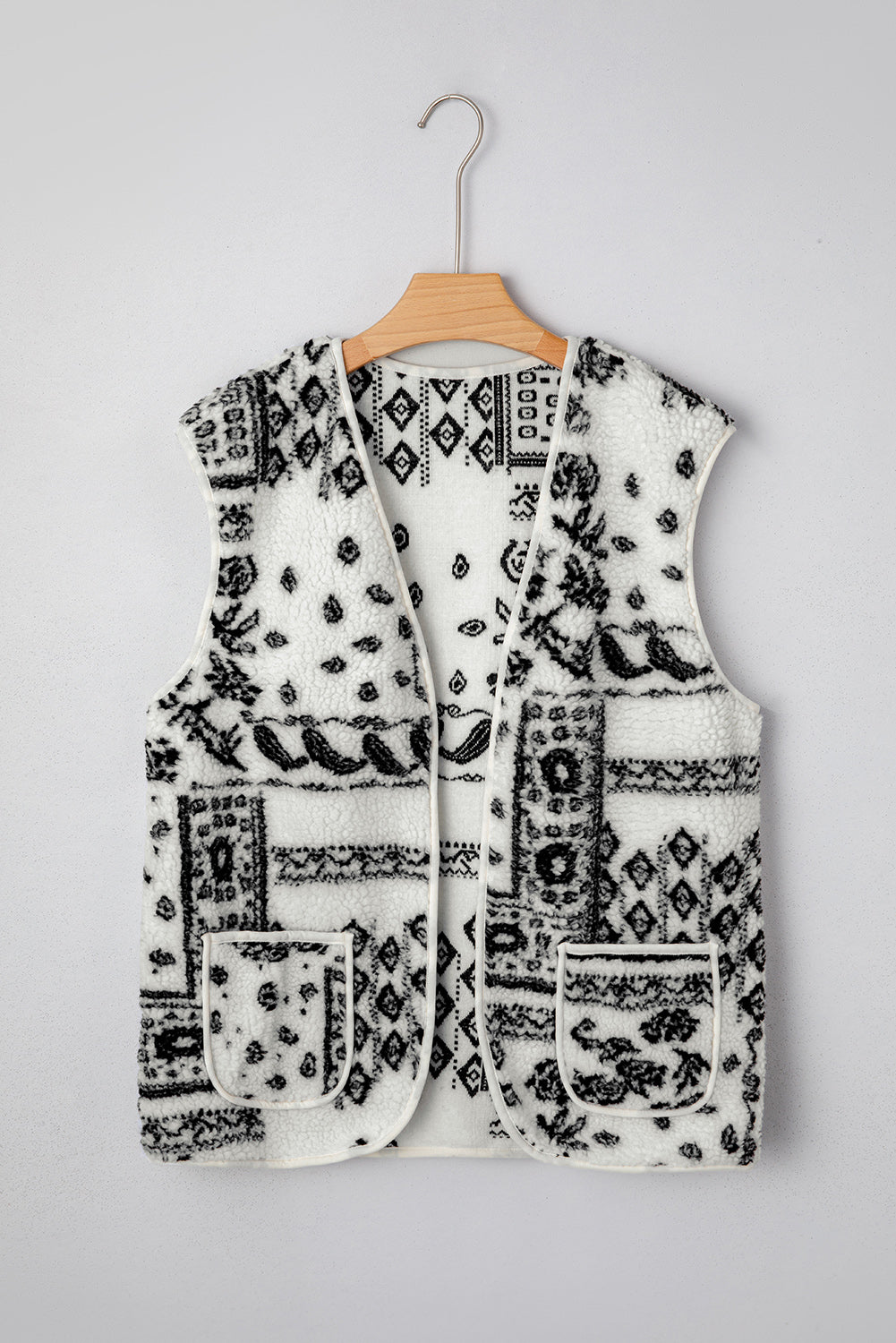 Sherpa Paisley Pocketed Western Fashion Vest