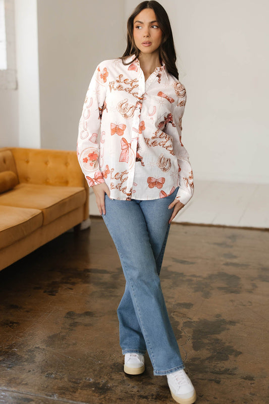 Rodeo Cowgirl Button-Up Western Shirt