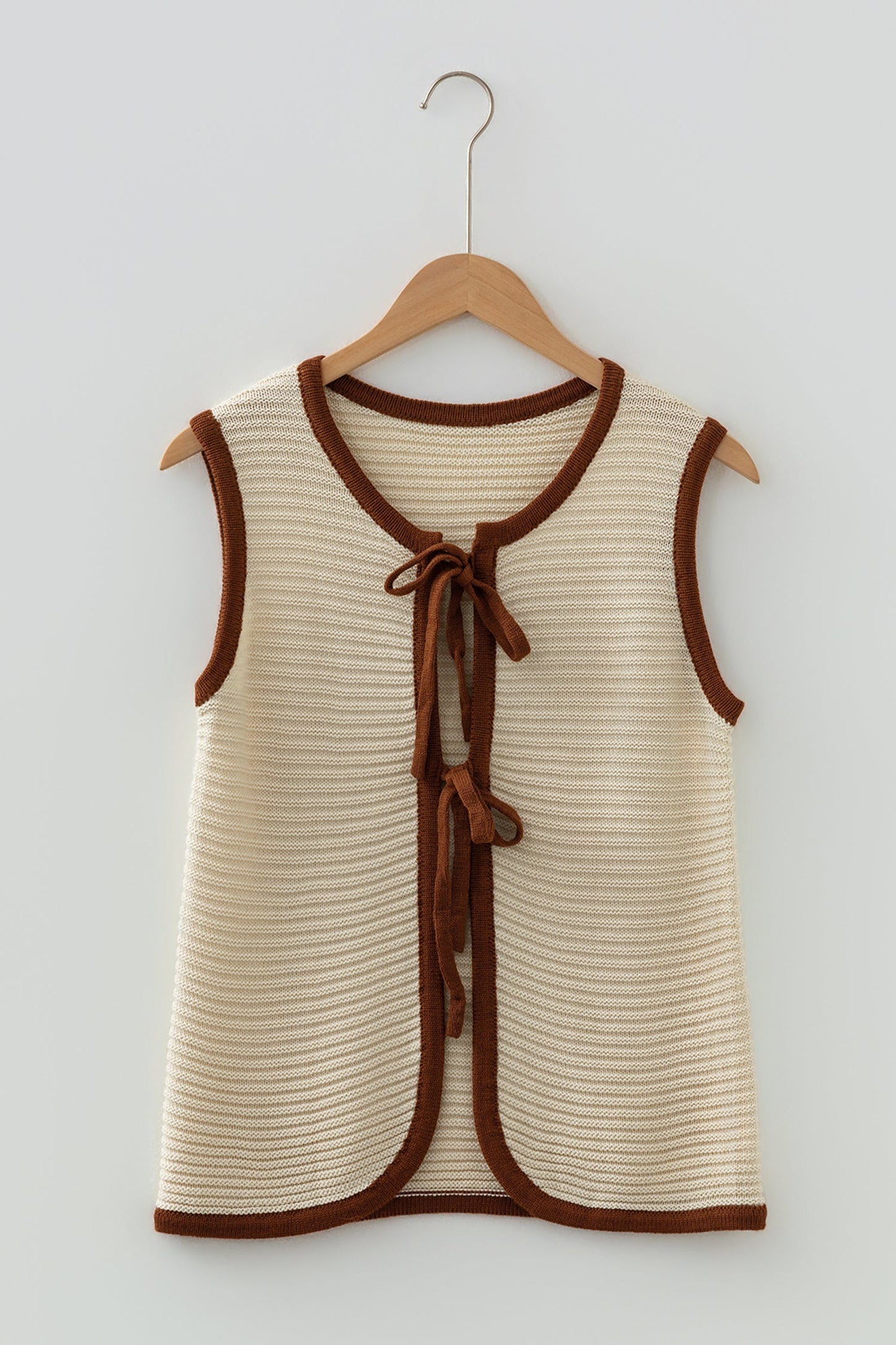 Front Tie Ribbed Knit Sweater Vest