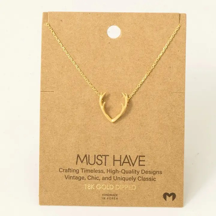 Silver Antler Pendant Necklace