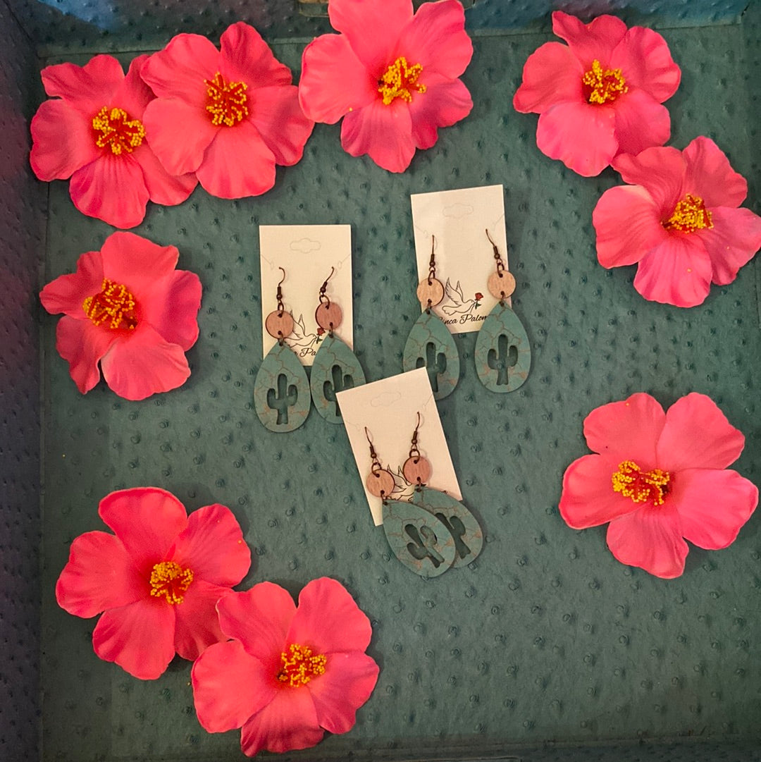 Turquoise cactus earrings