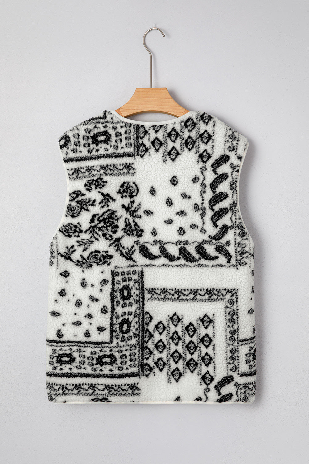 Sherpa Paisley Pocketed Western Fashion Vest