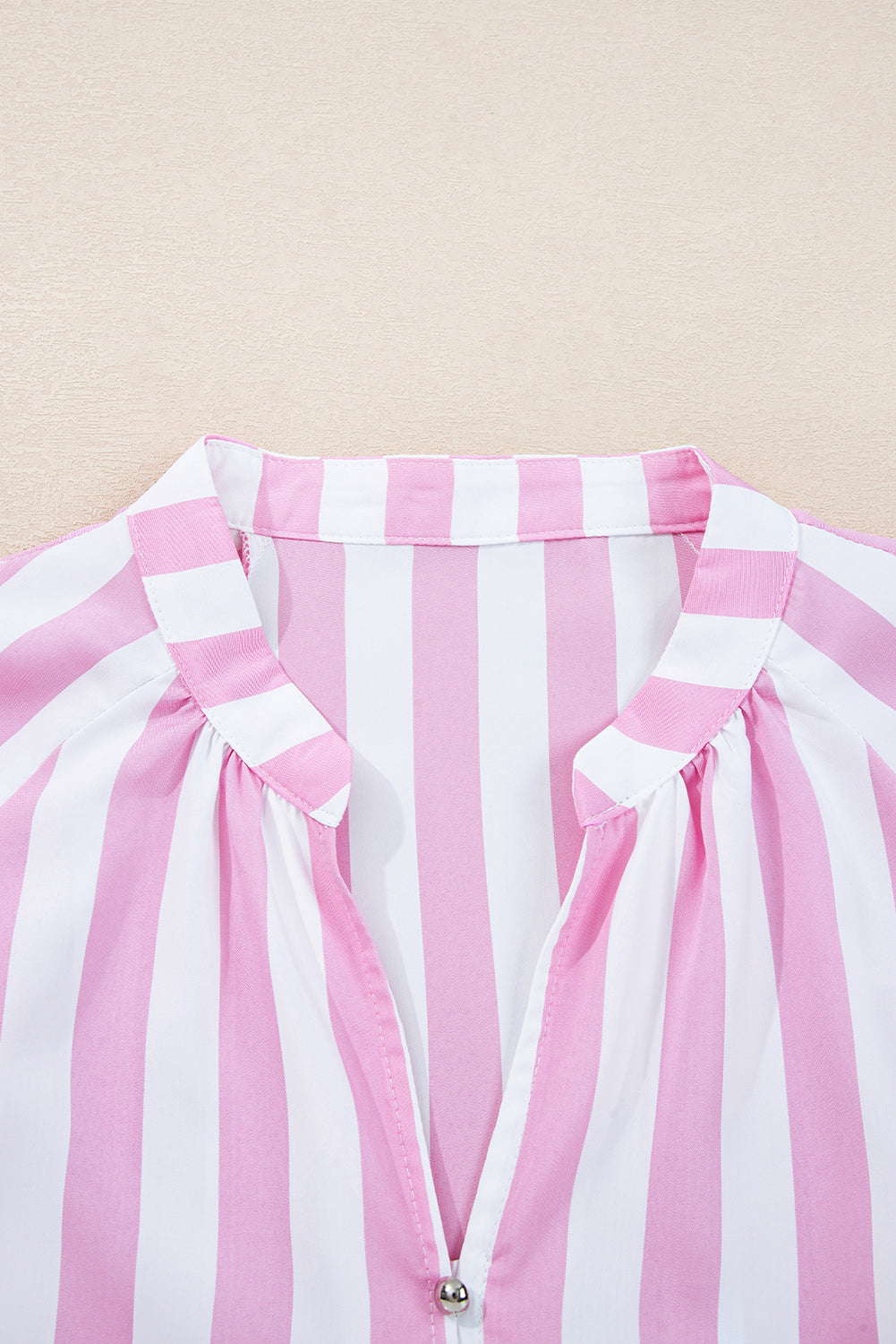 Stripe 3/4 Sleeve Buttoned V-Neck Mini Dress