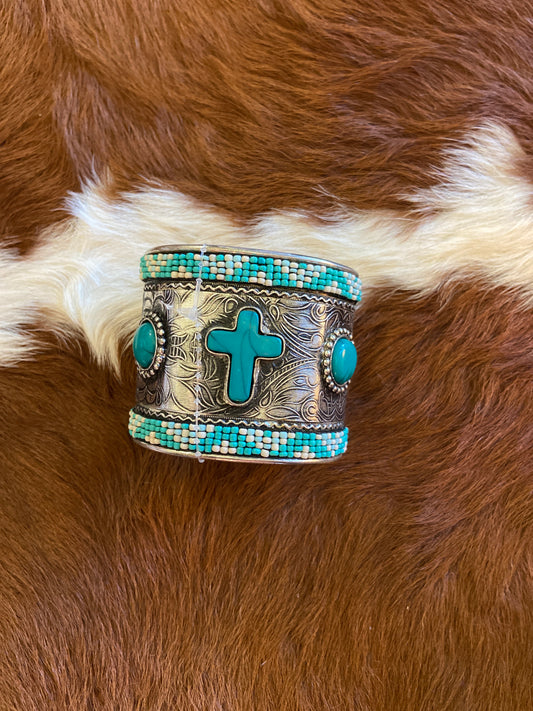 Turquoise cross cuff