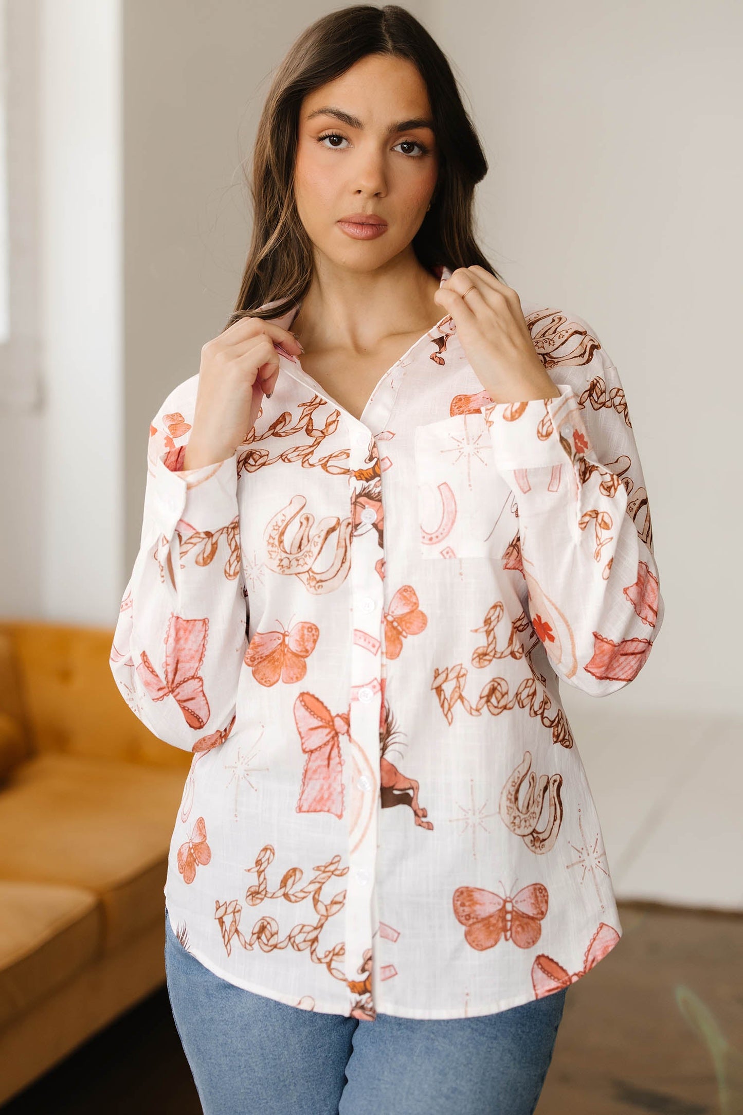 Rodeo Cowgirl Button-Up Western Shirt