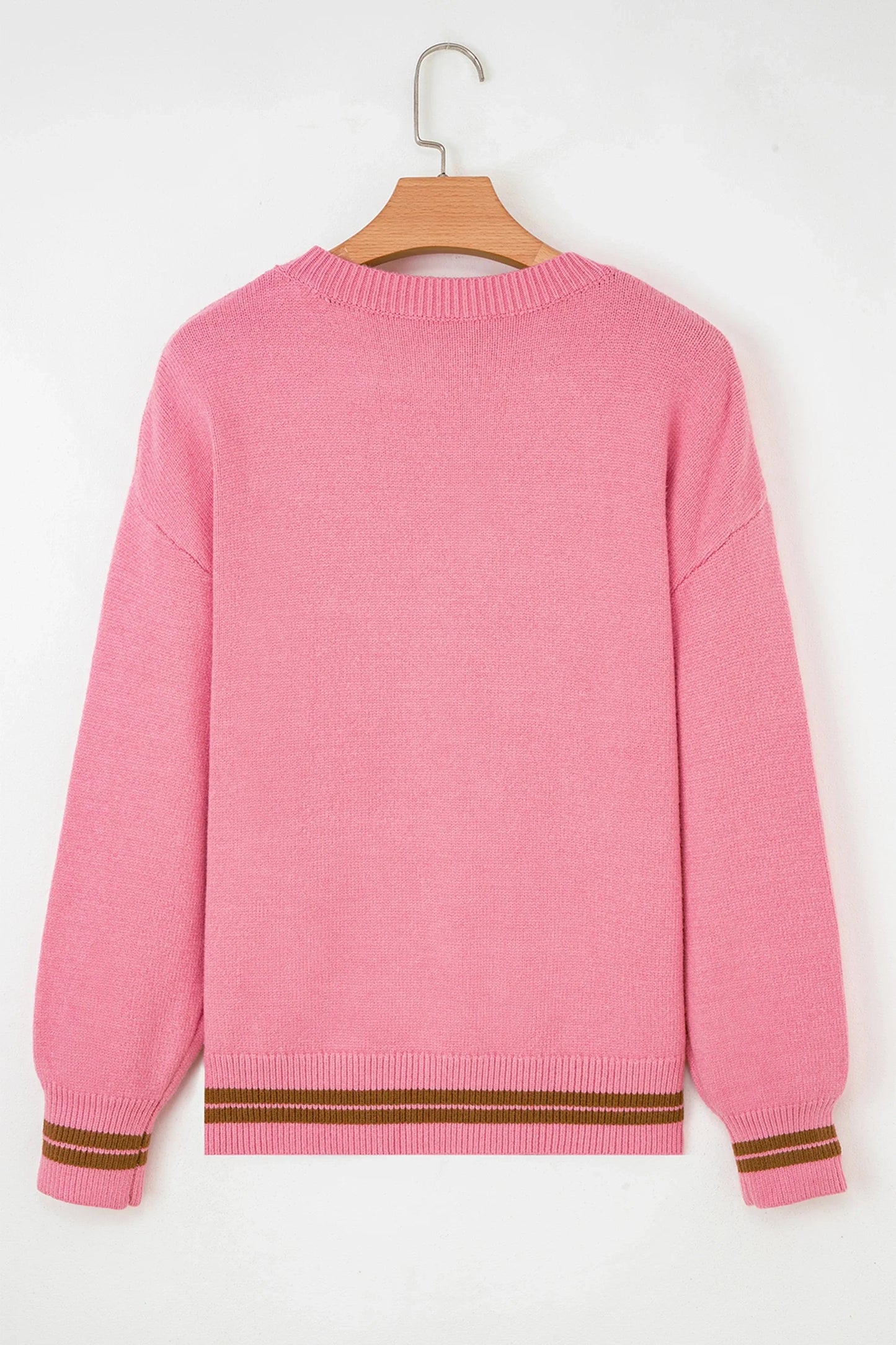 Western See You Cowboy Embroidered Stripe Cuff Sweater