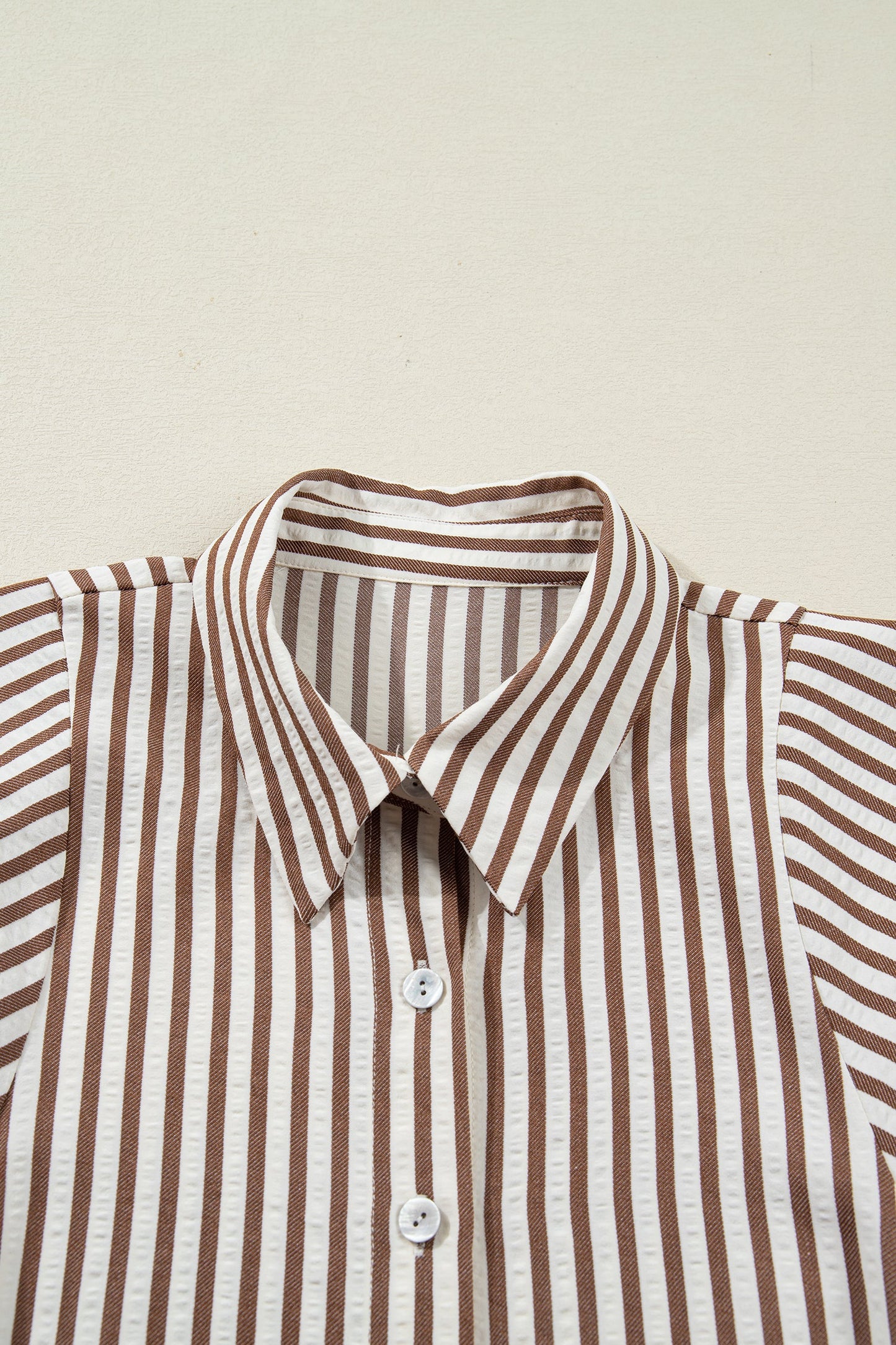 Stripe Knot Waist Sleeve Button Down Dress