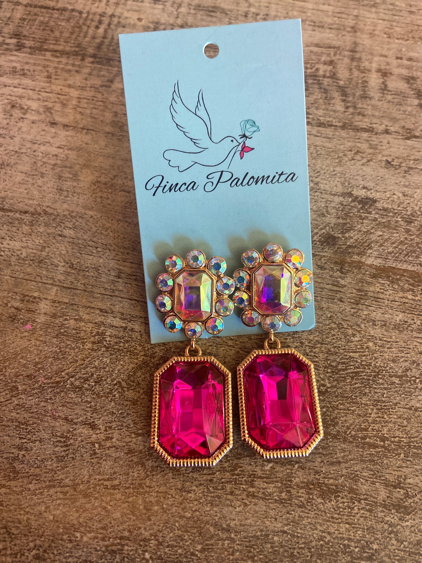 Pink bling earrings