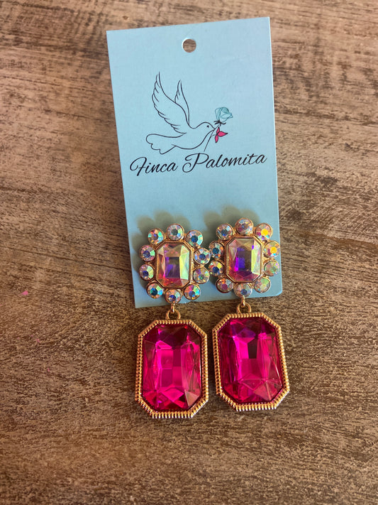 Pink bling earrings