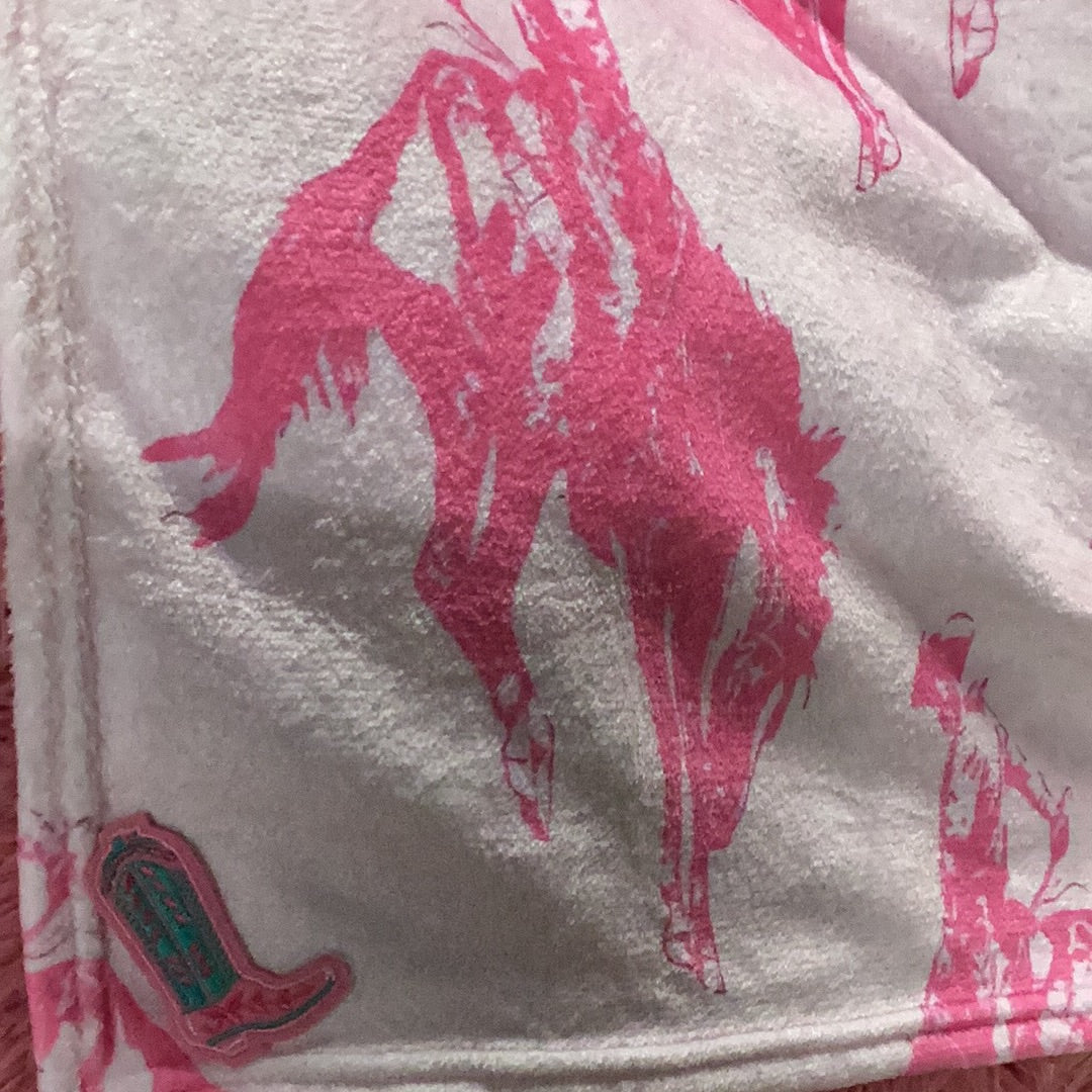 Pink Bronco Baby Blanket