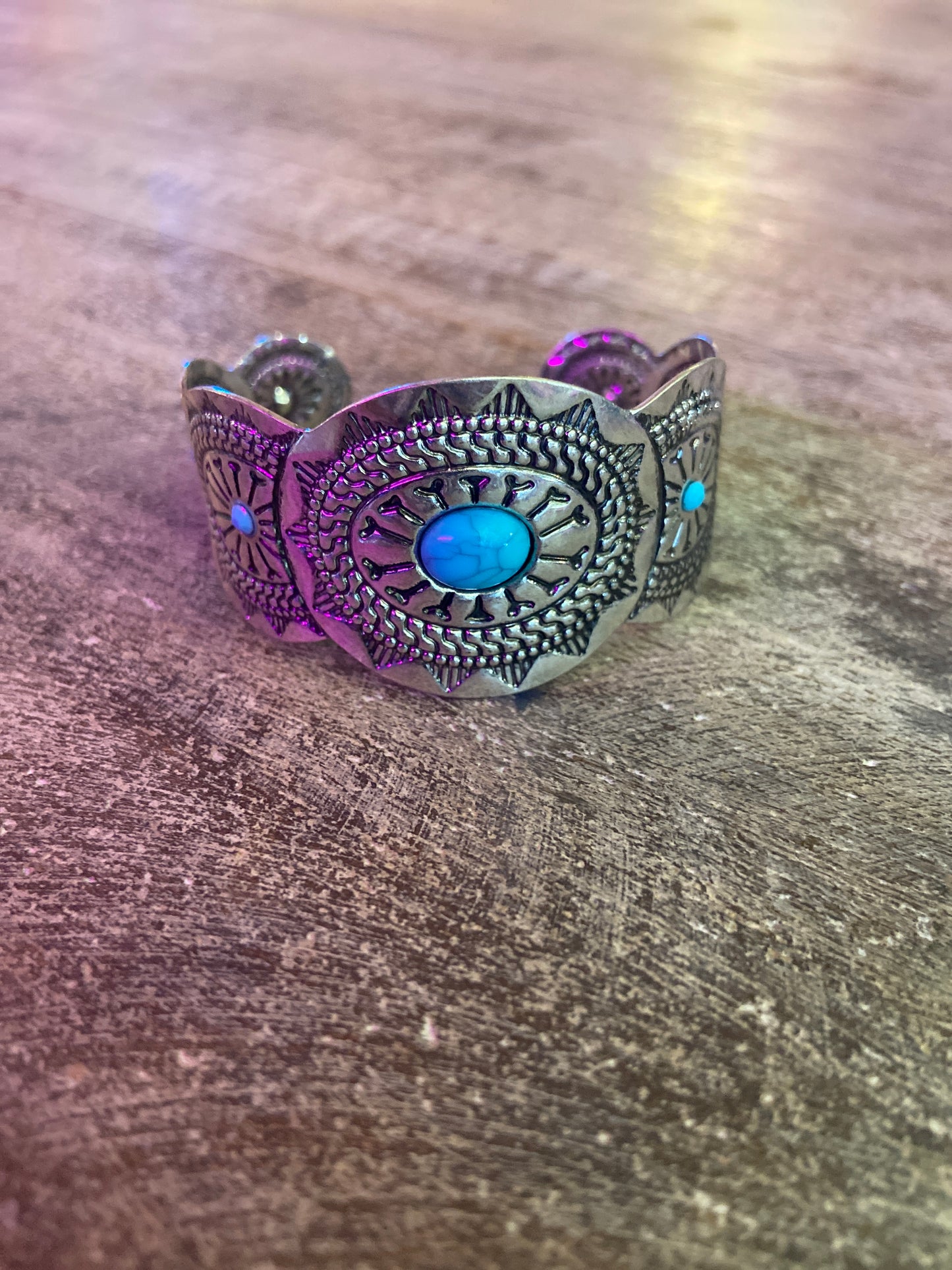 Turquoise and silver cuff