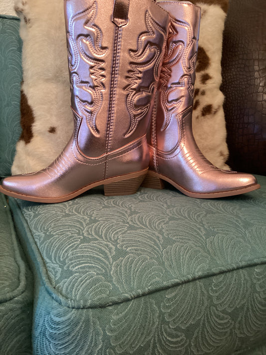 Metallic pink cowgirl boots