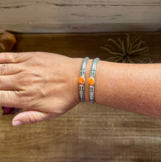 Orange Spiny Oyster Cuff Bracelet – Sterling Silver
