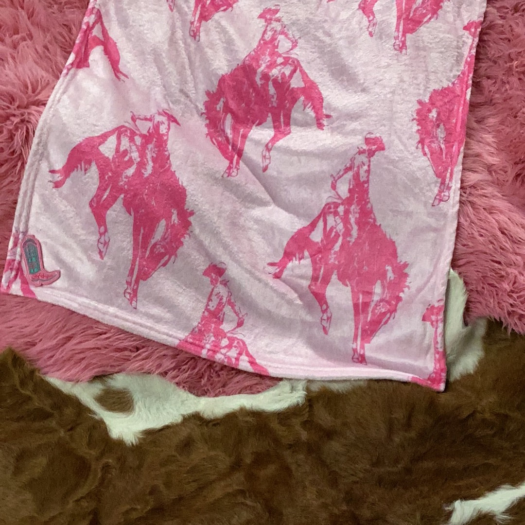 Pink Bronco Baby Blanket