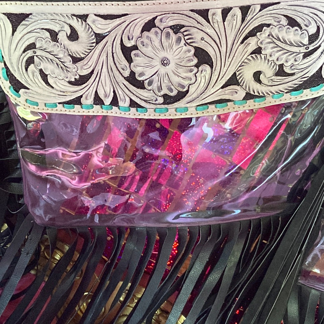 Clear fringe tool purse