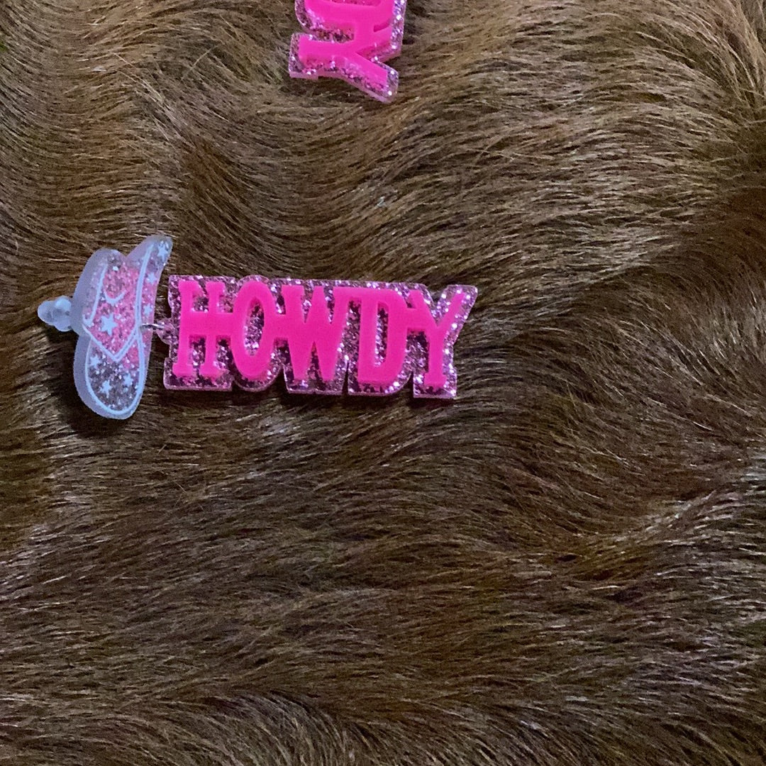 Pink howdy earrings