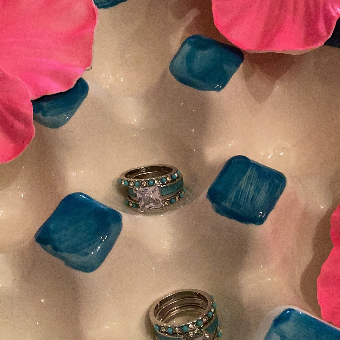 Turquoise bling stackable rings