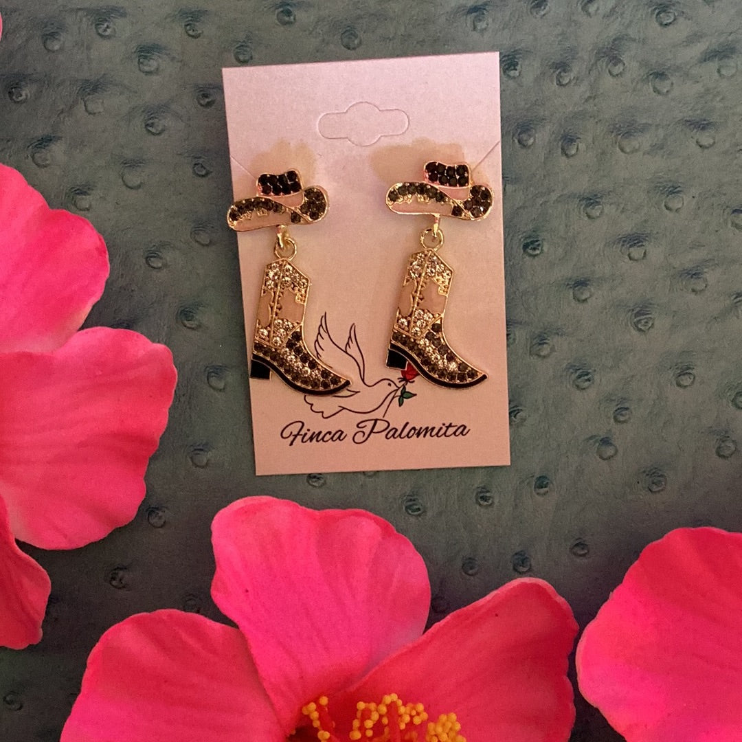 Bling boot earrings