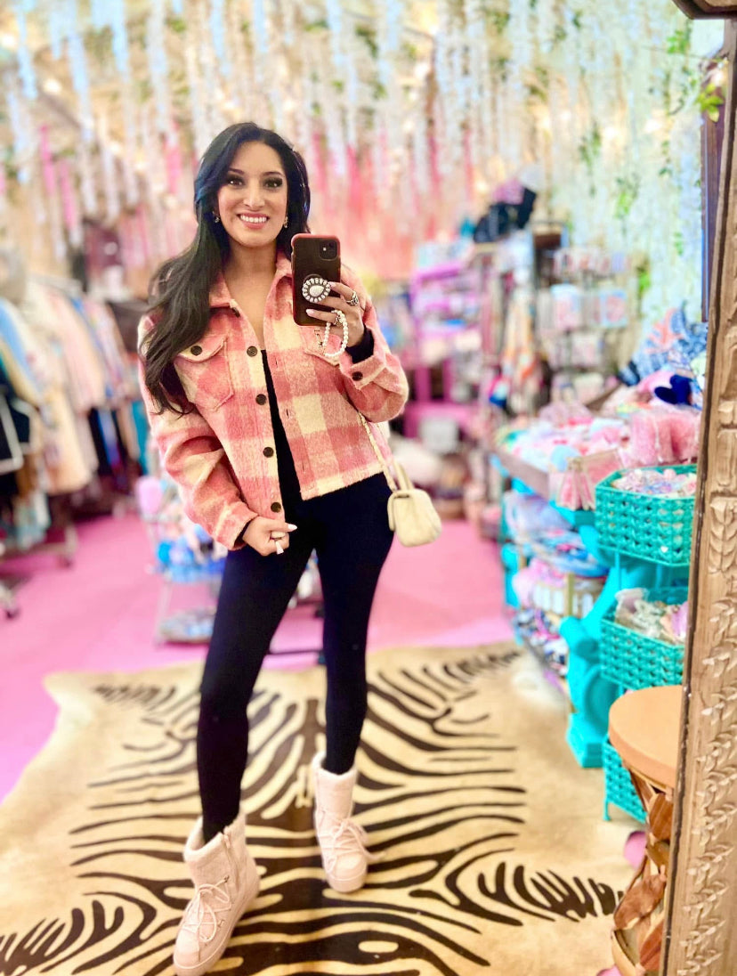 Pink and White Shacket