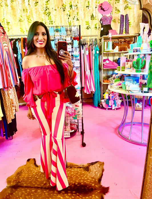 Pink ruffle top