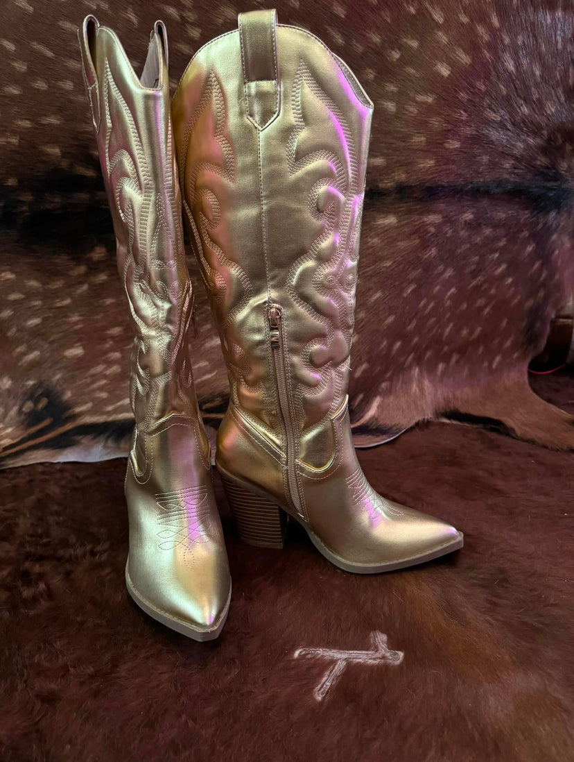 Gold western boots