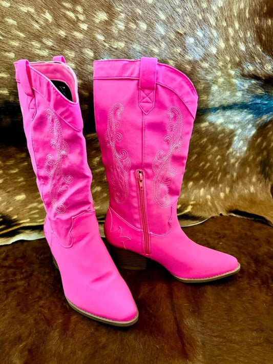 Hot pink boots