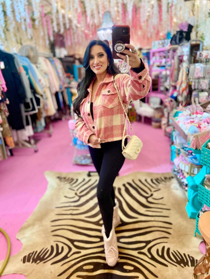 Pink and White Shacket