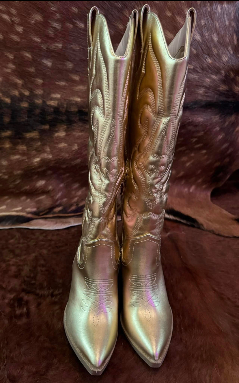 Gold western boots