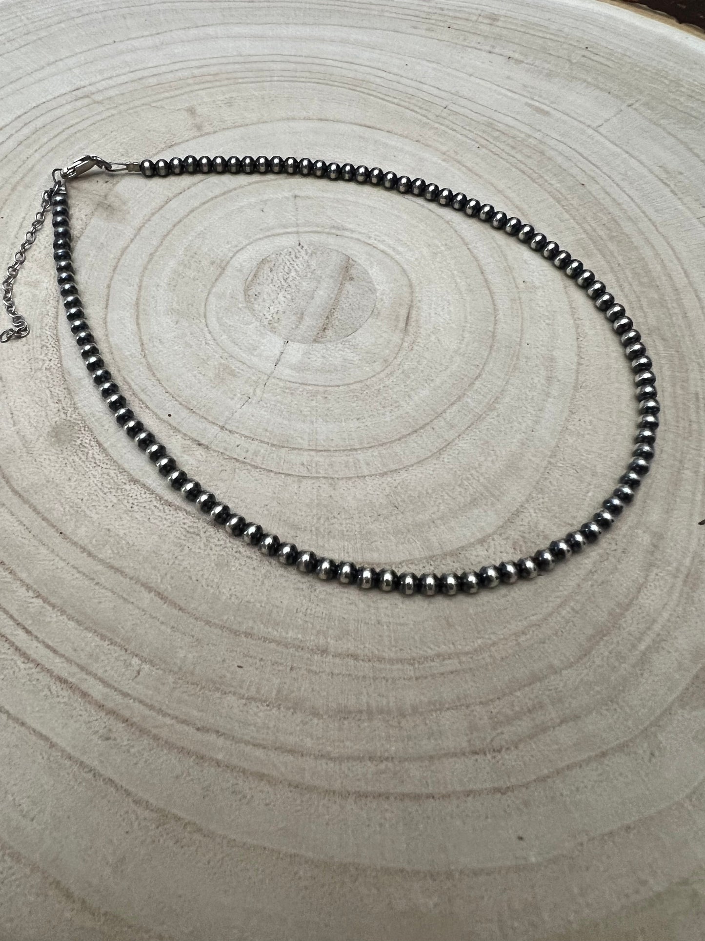 4mm Sterling Silver Pearl Choker - 14 inch