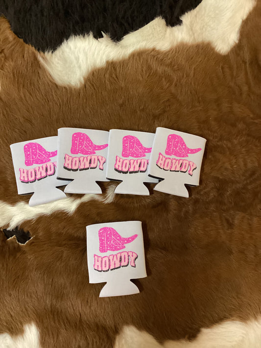 Pink howdy coozie