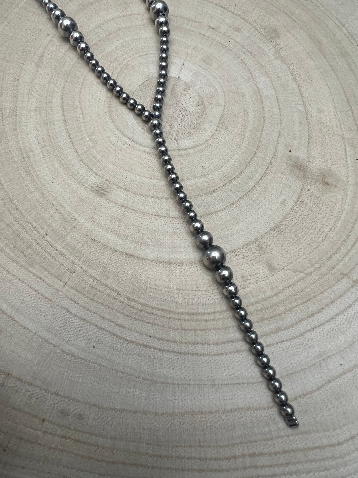 Lariat graduated sterling silver pearl necklace - 18 inch with 4 inch drop