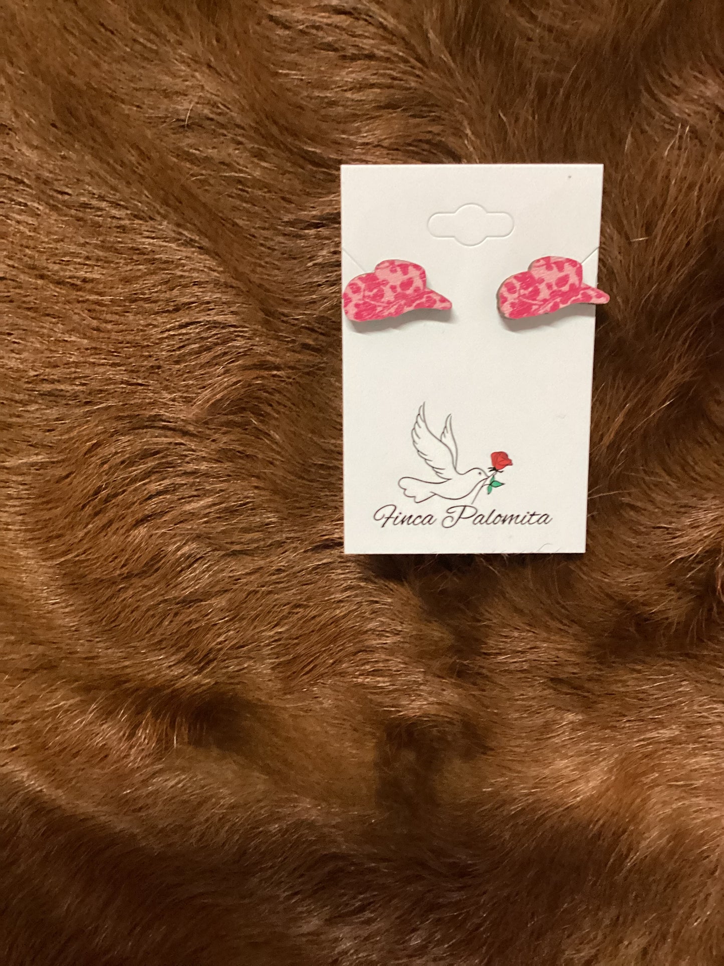 Pink western stud earrings