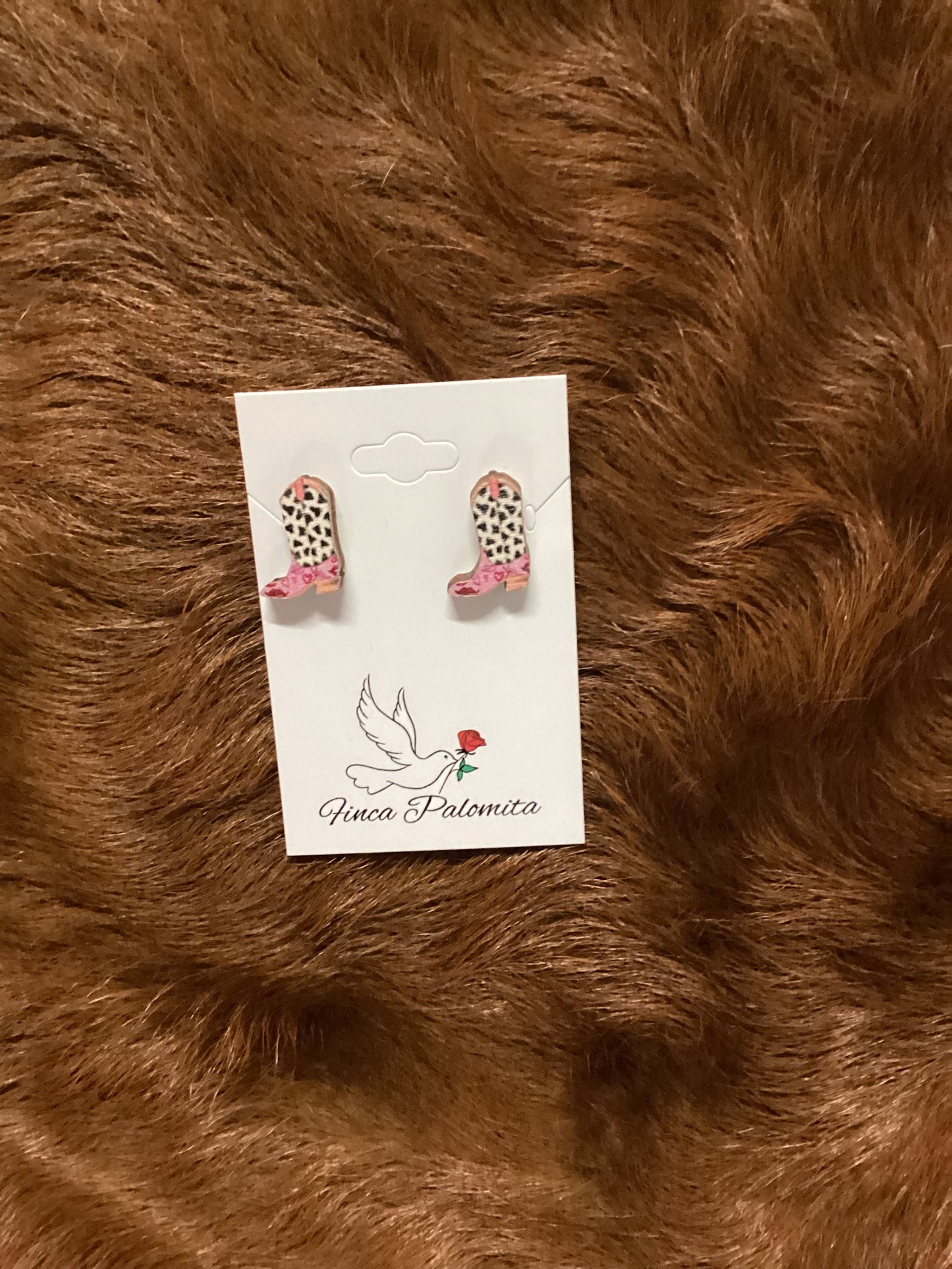 Pink western stud earrings