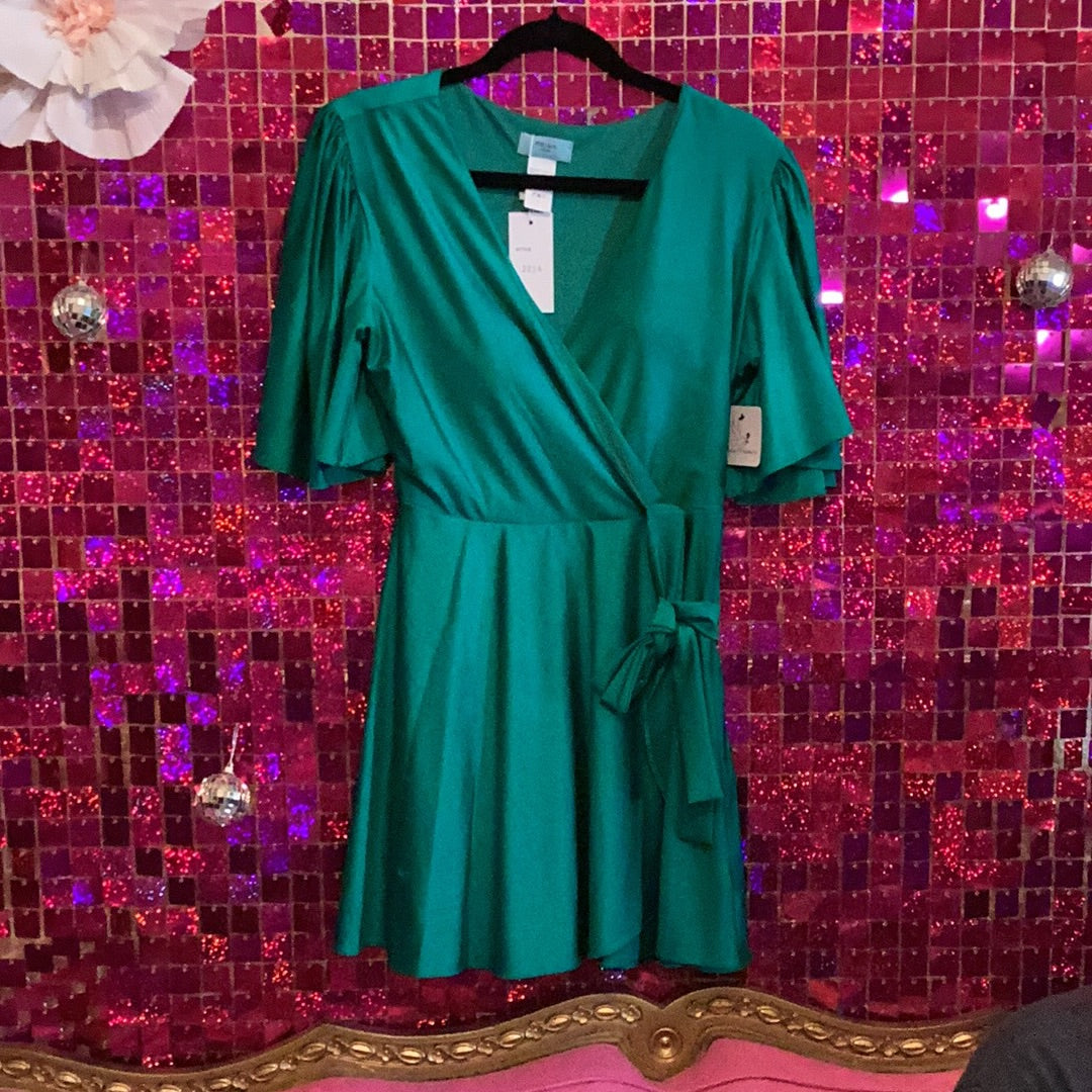 Green wrap dress